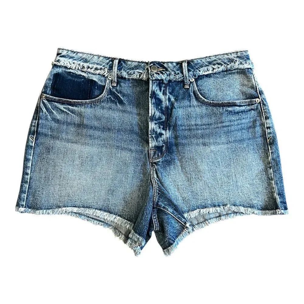 Good American Short Bombshell Shadow Pocket High Waist Button Fly 15/34